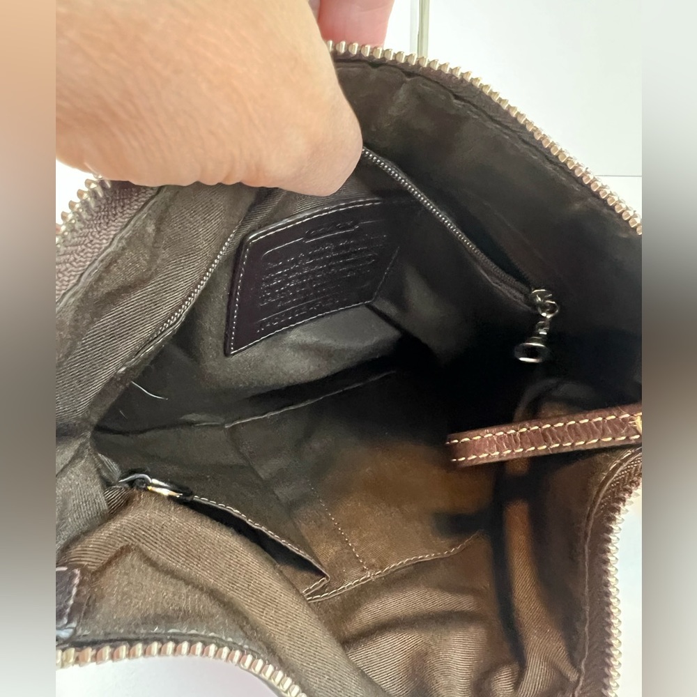 Coach Red Jacquard Crossbody w/Brown Leather Strap w/COA - Picture 7 of 10